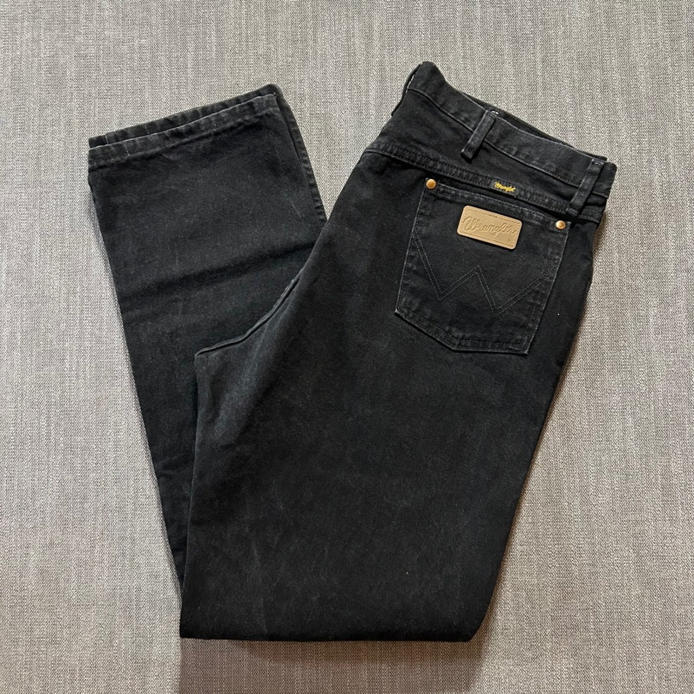 Wrangler Jeans Men 40x34 Black Cowboy Cut Straight Leg Denim 13MWZWK